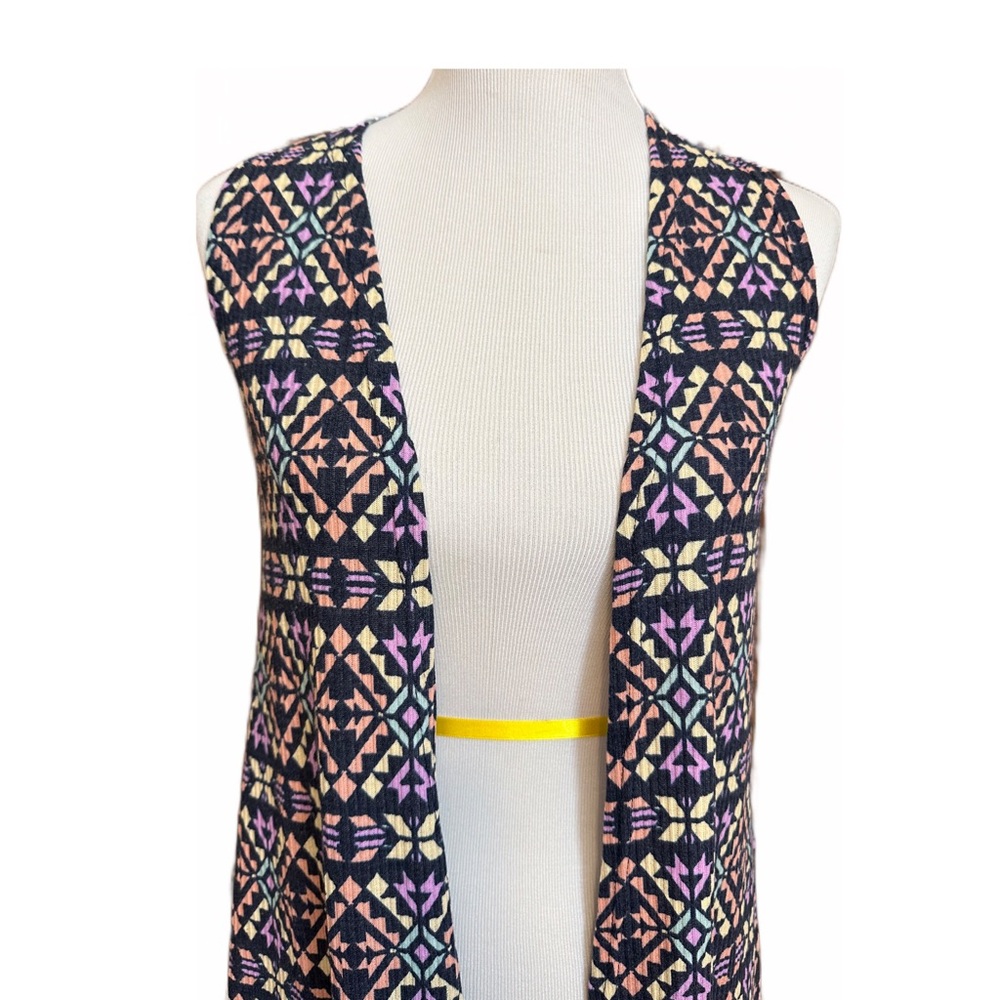 LuLaRoe Joy Vest Size XS Aztec Print Long Vest Duster